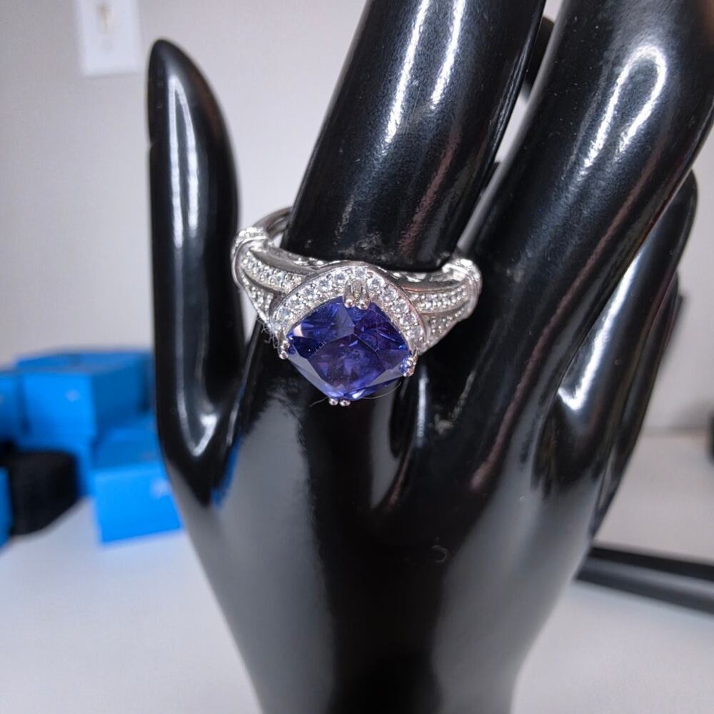 JTV Bella Luce Esotica Tanzanite Simulant Sterling Silver Ring Sz 9
